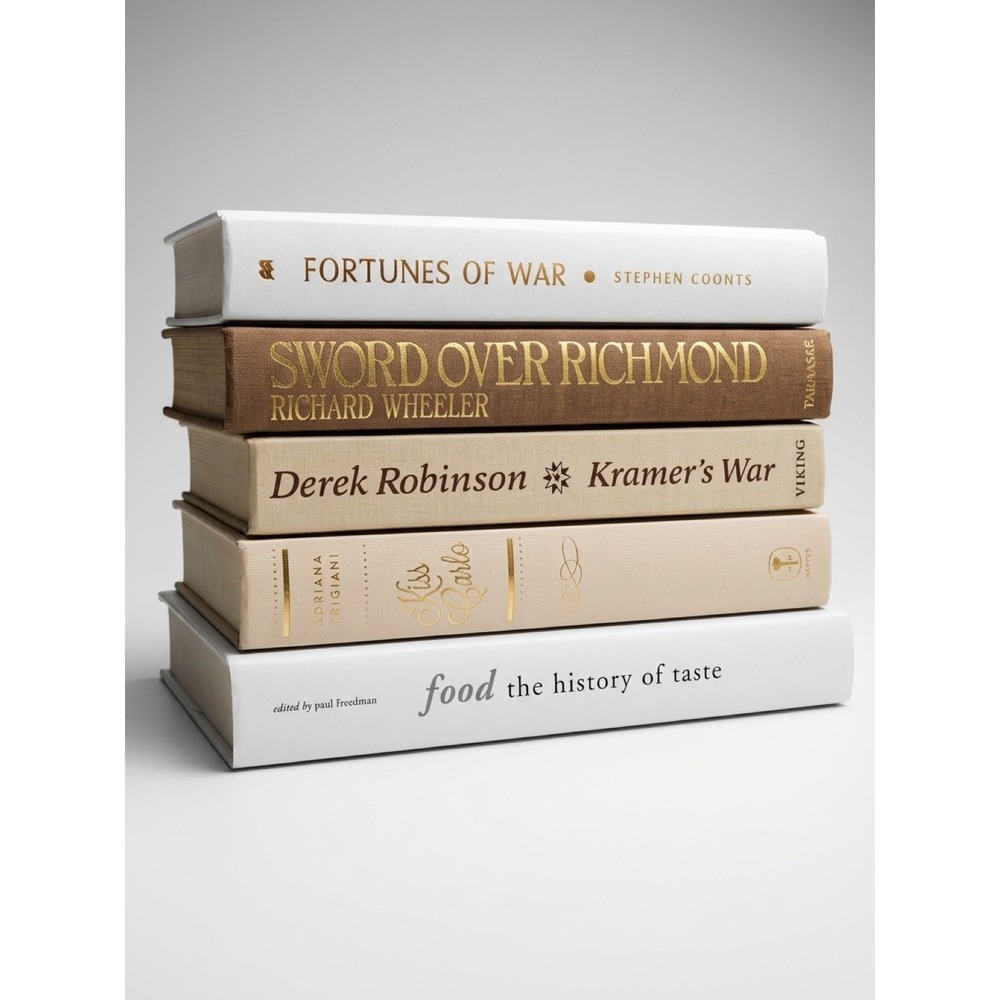 Vintage Hardcover Quiet Luxury Academia Monochrome Book Stack Decor Cream 5pc